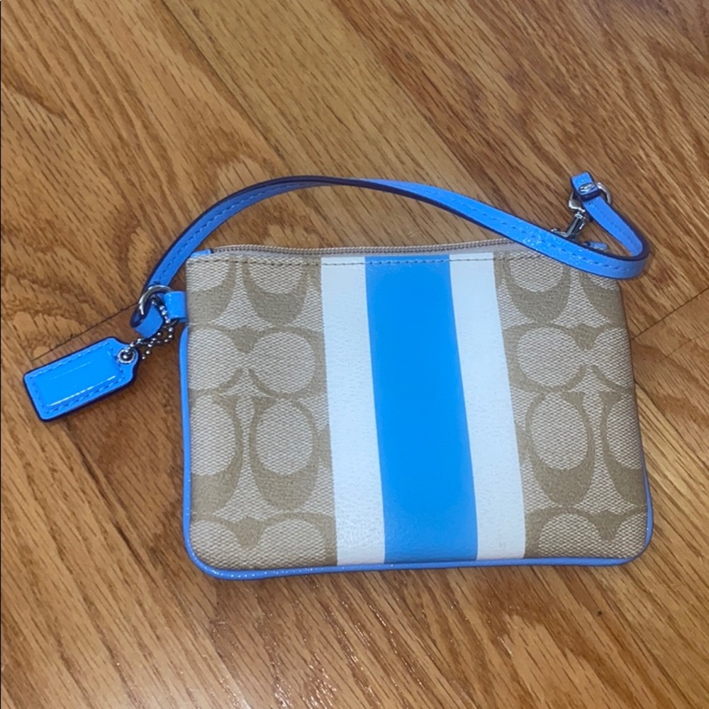 Blue coach wristlet